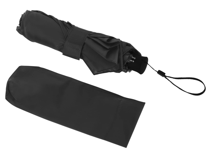 Складной компактный механический зонт Super Light, черный фото 3