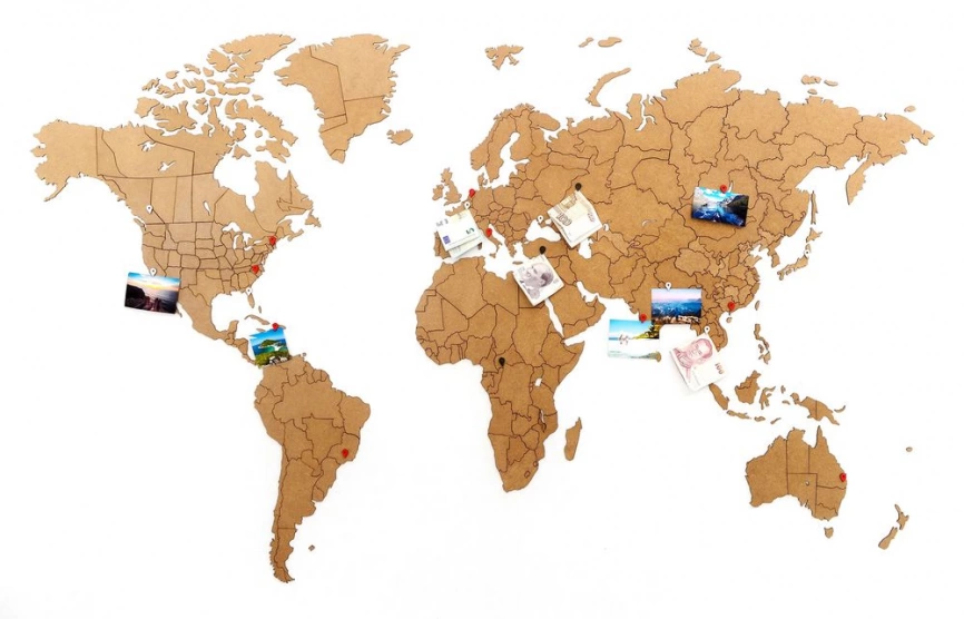Деревянная карта мира World Map True Puzzle Large, коричневая фото 1