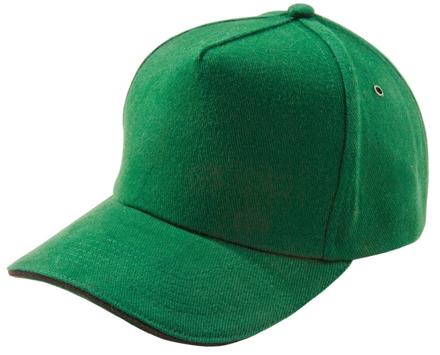 Бейсболка Unit Classic, ярко-зеленая с черным кантом фото 1