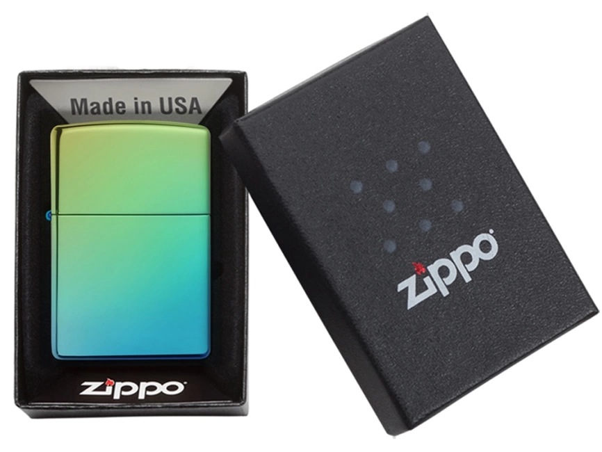 Зажигалка ZIPPO Classic с покрытием High Polish Teal, латунь/сталь, зелёная, глянцевая, 38x13x57 мм фото 7