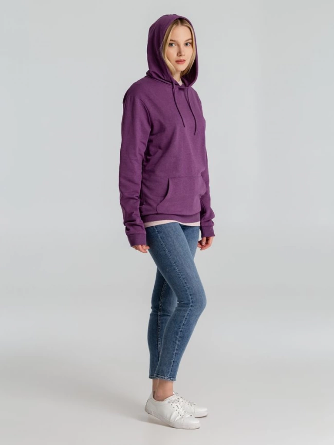 Толстовка с капюшоном унисекс Hoodie, фиолетовый меланж, размер XS фото 14