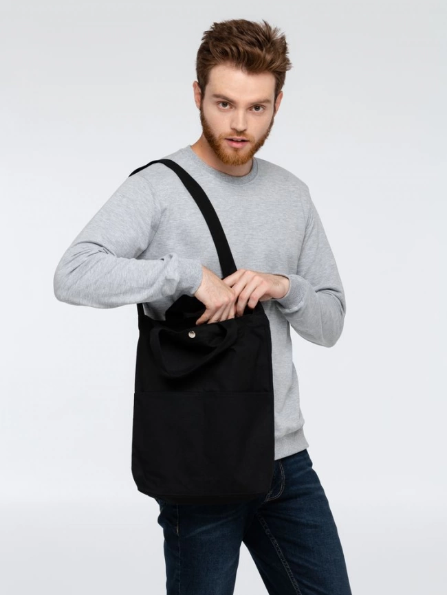 Сумка холщовая через плечо Artspace, черная фото 6