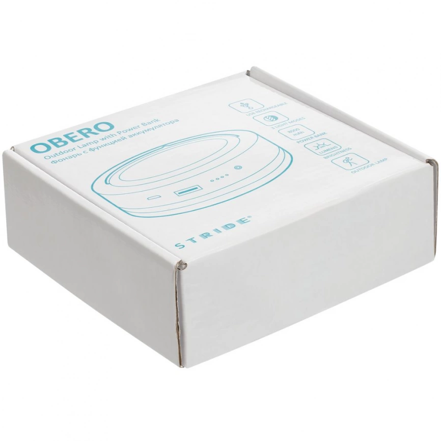 Фонарь с функцией аккумулятора Obero, белый с черным фото 9