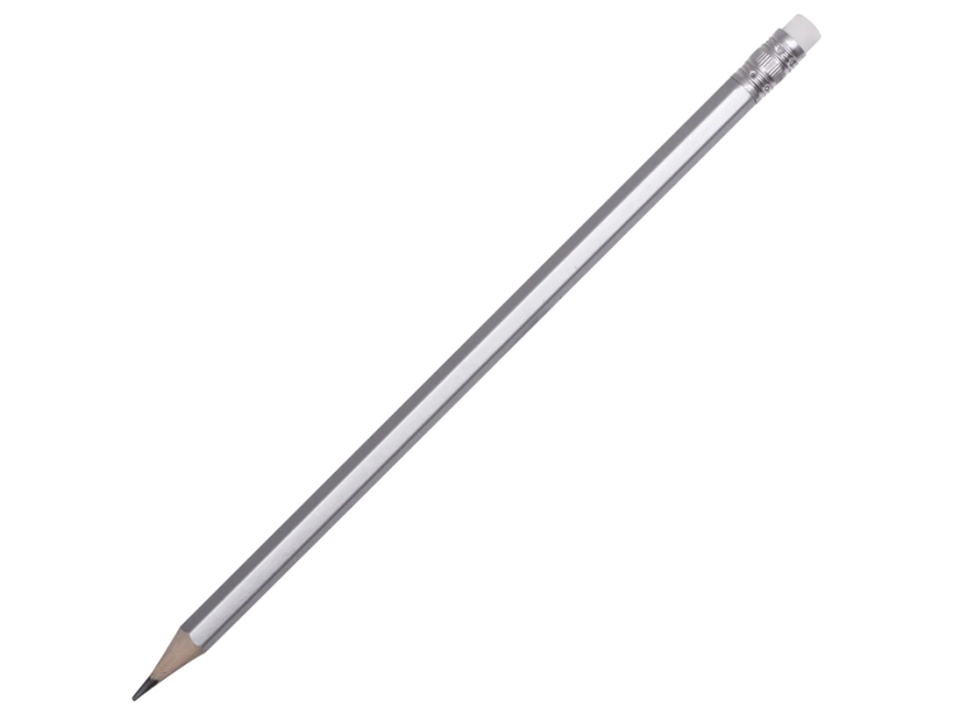 Шестигранный карандаш с ластиком Presto, серебряный фото 1