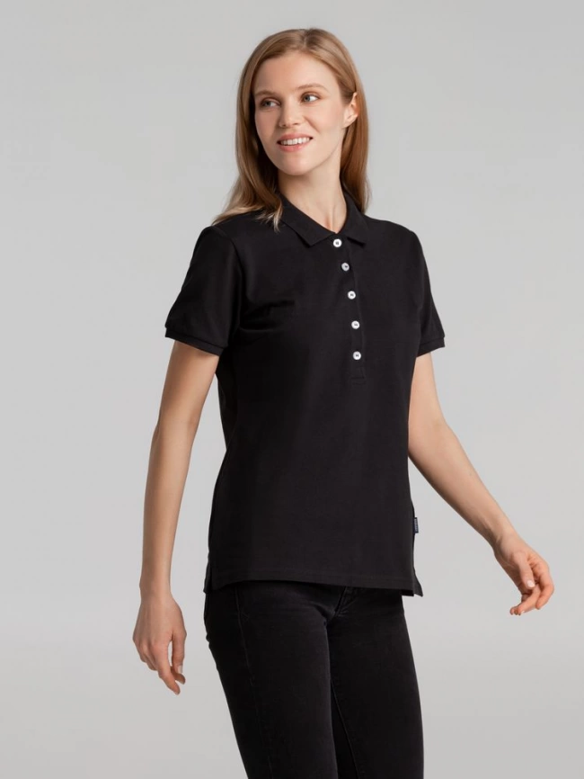 Рубашка поло женская Sunset черная, размер XL фото 10