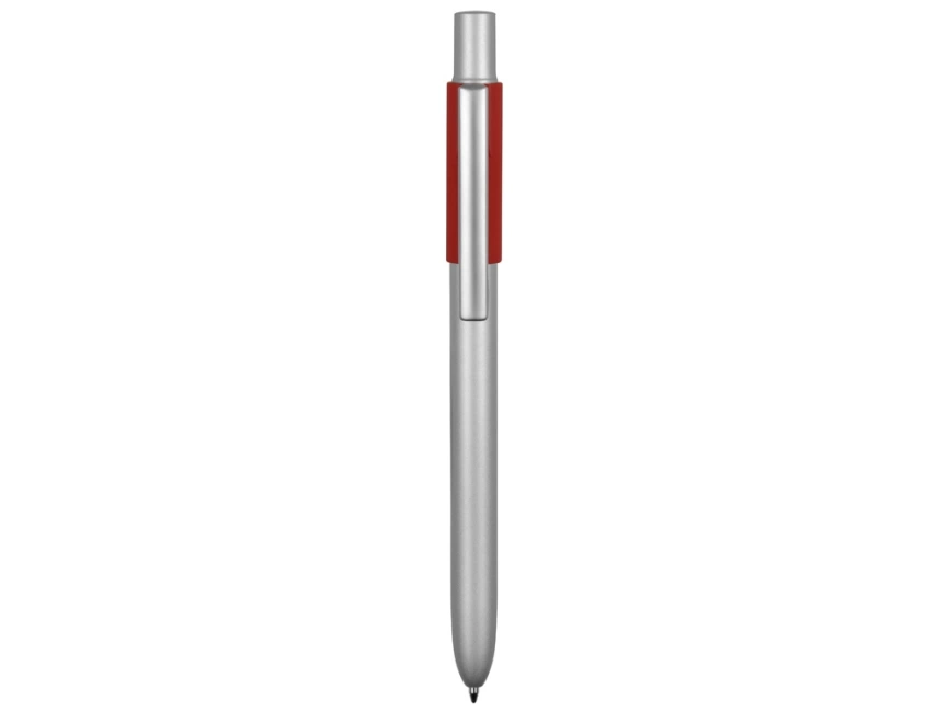 Ручка металлическая шариковая Bobble с силиконовой вставкой, серый/красный фото 2