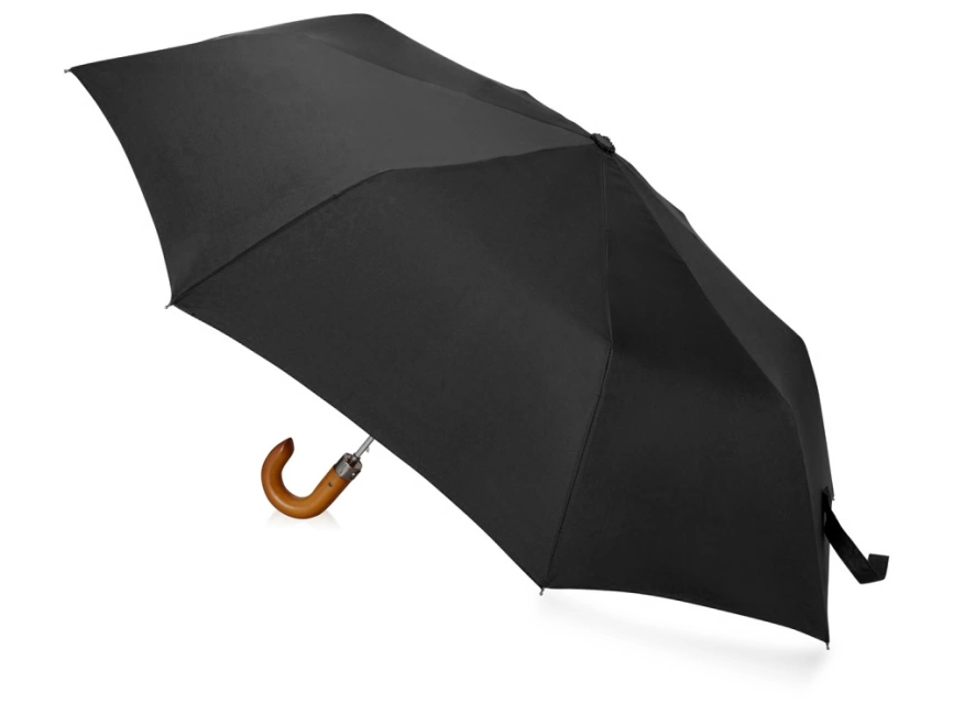 Зонт складной Cary, полуавтоматический, 3 сложения, с чехлом, черный фото 2