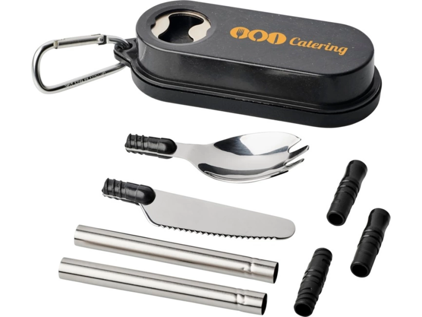 Столовый прибор Giles из пшеничной соломы с открывалкой для бутылок, черный фото 6