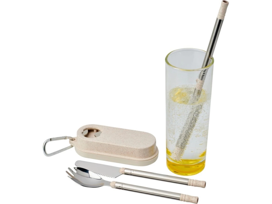 Столовый прибор Giles из пшеничной соломы с открывалкой для бутылок, бежевый фото 5