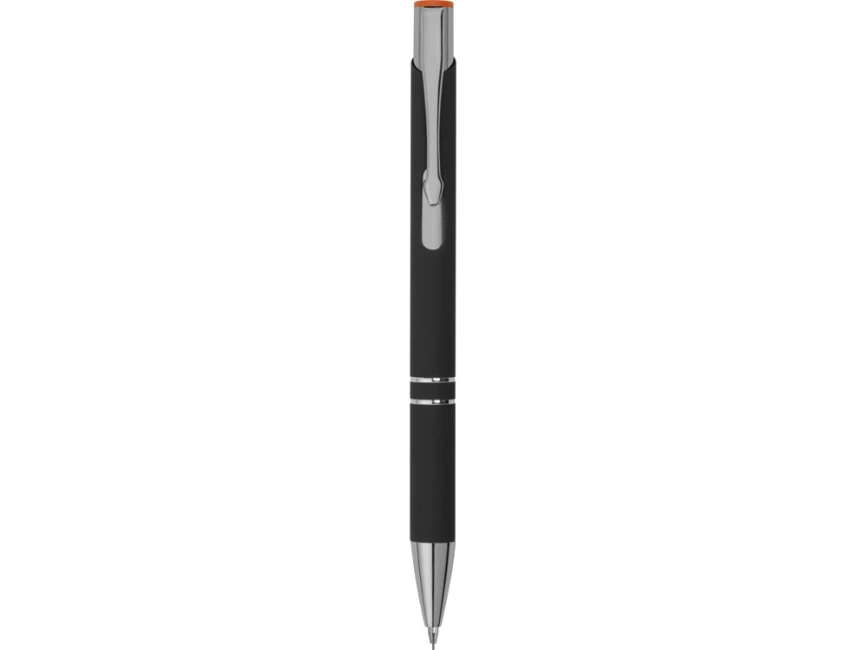 Ручка металлическая шариковая Legend Mirror Gum софт-тач с цветным слоем, черный / оранжевый фото 4