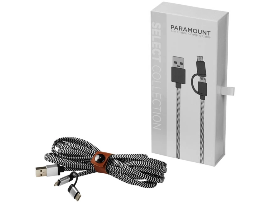 Кабель для зарядки Paramount 3-в-1 в тканевой оплетке фото 1