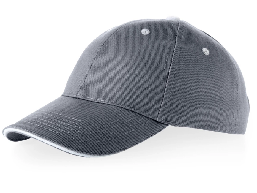 Бейсболка Brent, сэндвич, 6 панелей, серый/белый фото 1