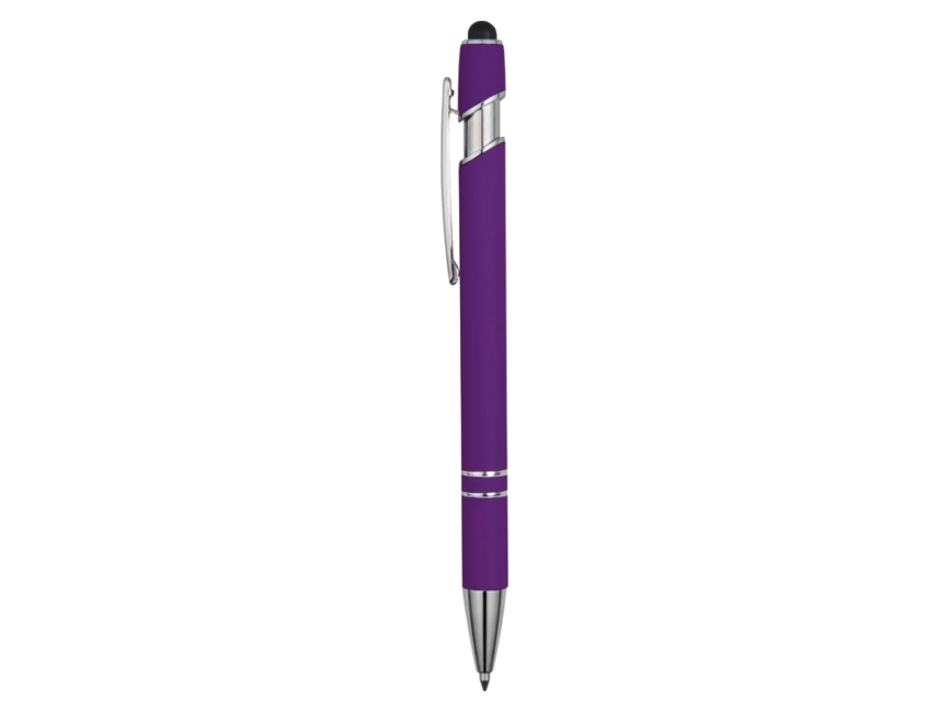 Ручка металлическая soft-touch шариковая со стилусом Sway, фиолетовый/серебристый фото 3