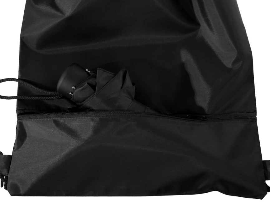Зонт Picau из переработанного пластика в сумочке, черный фото 11