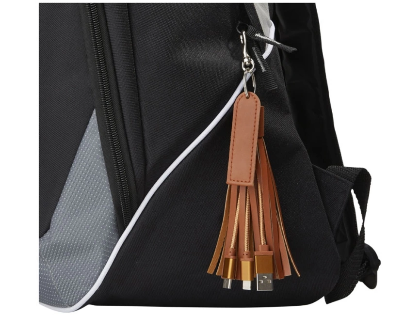 Тканевый кабель для зарядки Tassel 3-в-1, коричневый фото 4