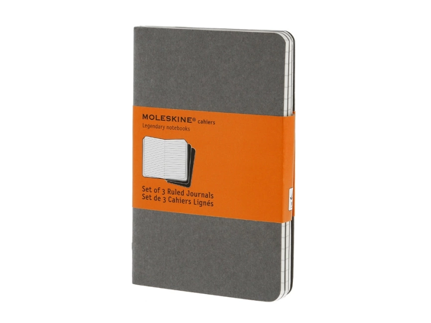 Записная книжка Moleskine Cahier (в линейку, 3 шт.), Pocket (9х14см), серый фото 1