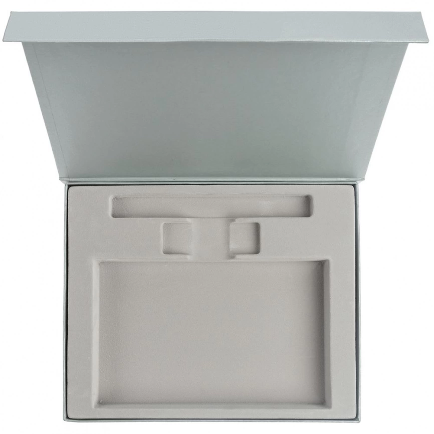 Коробка Memo Pad для блокнота, флешки и ручки, серебристая фото 2