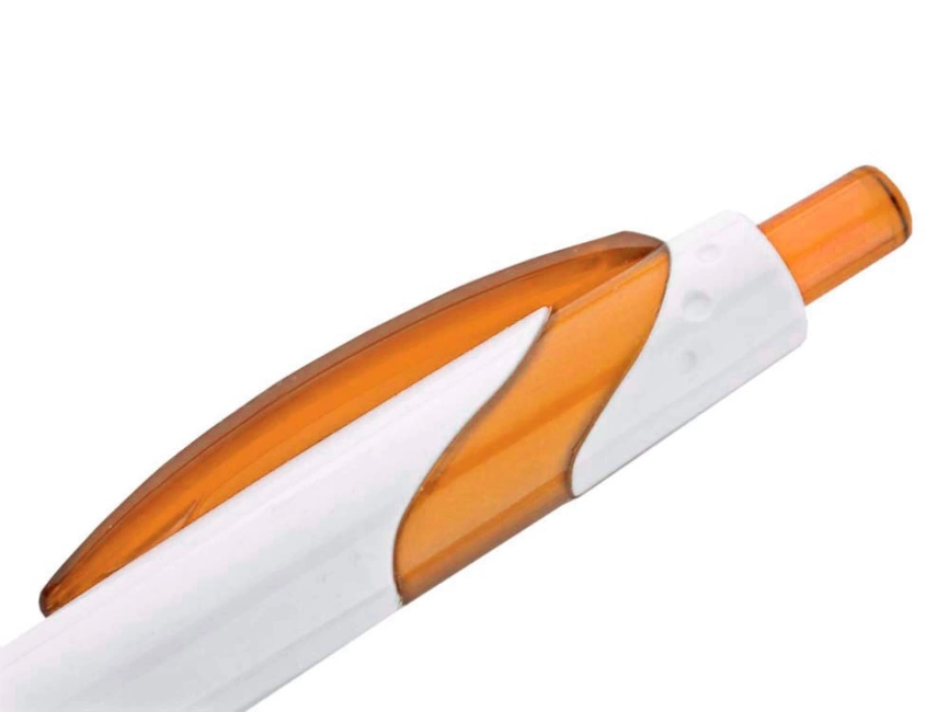 Ручка шариковая Каприз, белая с оранжевым фото 2
