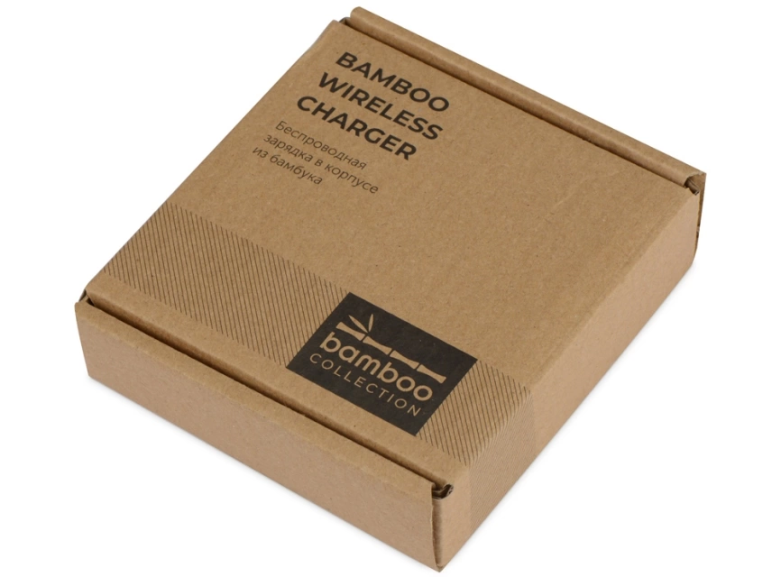 Беспроводное зарядное устройство из бамбука Cap, натуральный фото 8