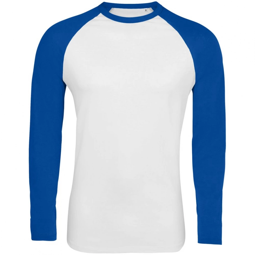 Футболка мужская с длинным рукавом Funky LSL белая с ярко-синим, размер XXL фото 1