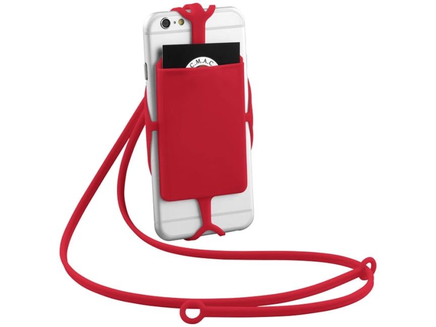 Картхолдер RFID со шнурком, красный фото 3