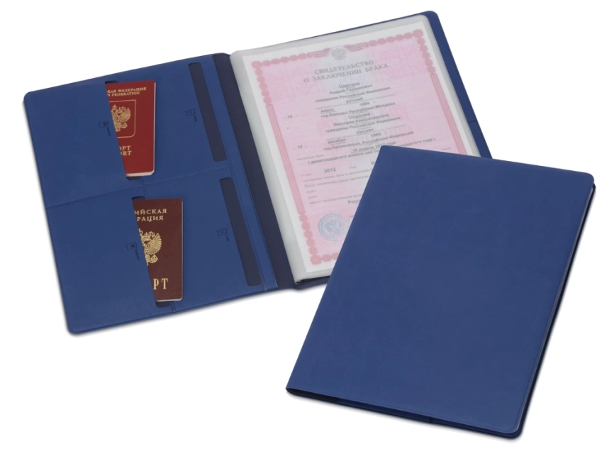 Органайзер Favor для семейных документов на 4 комплекта документов, формат А4, синий фото 1