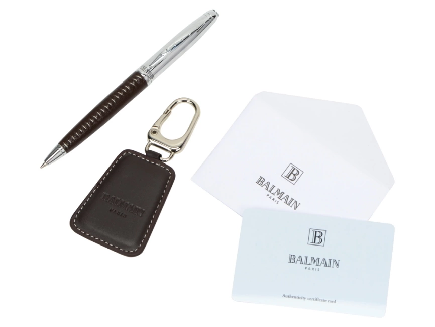 Подарочный набор Millau: ручка шариковая, брелок. Balmain, коричневый фото 2