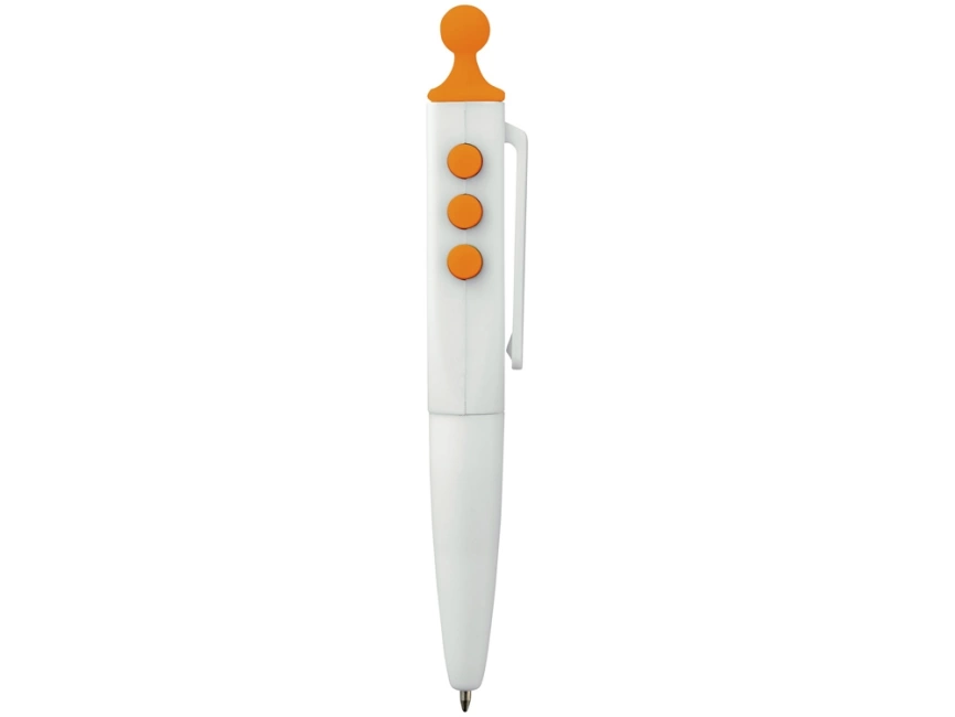 Ручка шариковая Clic Pen, белая с оранжевым фото 6