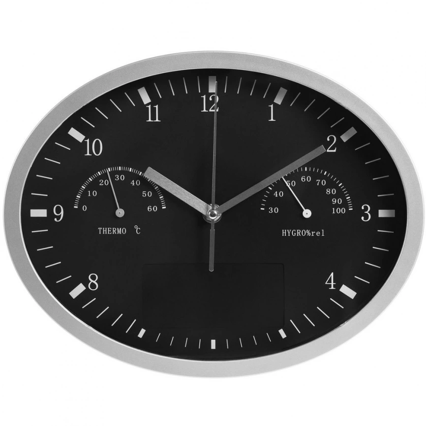 Часы настенные INSERT3 с термометром и гигрометром, черные фото 4