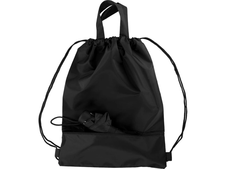 Зонт Picau из переработанного пластика в сумочке, черный фото 10