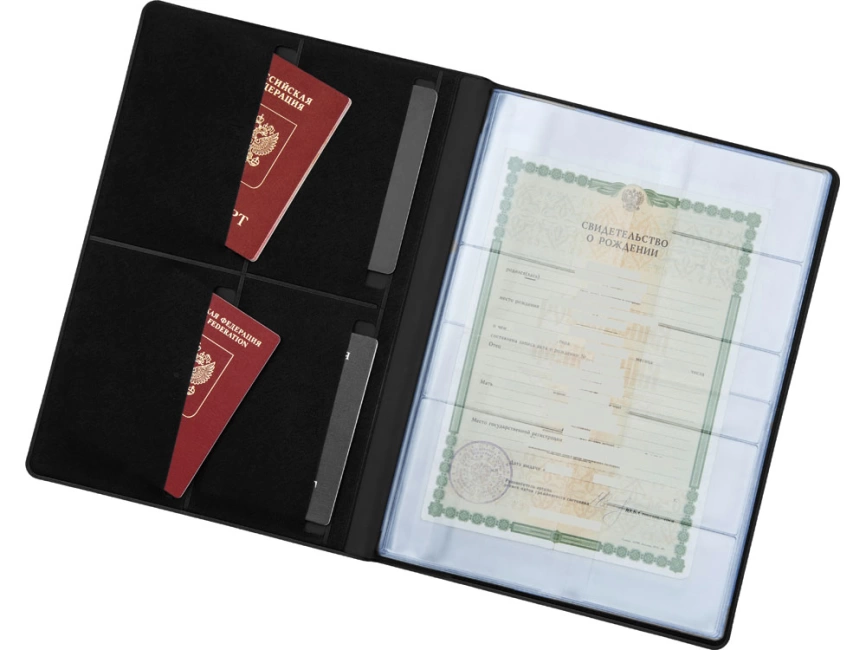 Органайзер Favor 2.0 для семейных документов на 4 комплекта документов, формат А4, черный фото 9