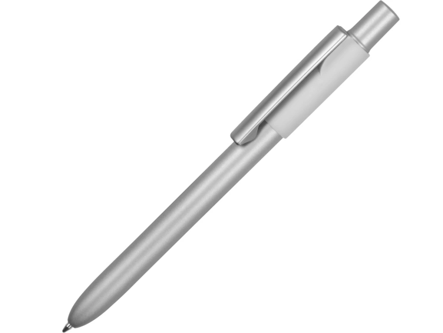 Ручка металлическая шариковая Bobble с силиконовой вставкой, серый/белый фото 1