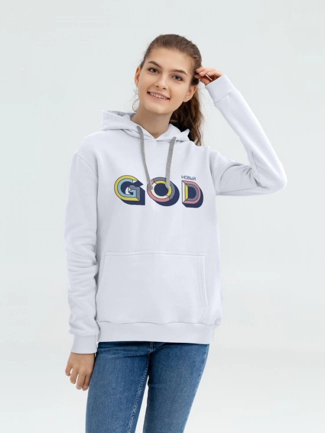 Толстовка с капюшоном «Новый GOD», белая, размер XL фото 4
