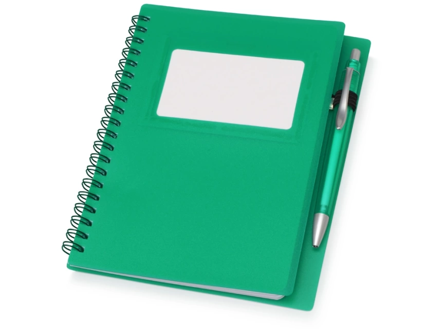 Блокнот Контакт с ручкой, зеленый фото 1