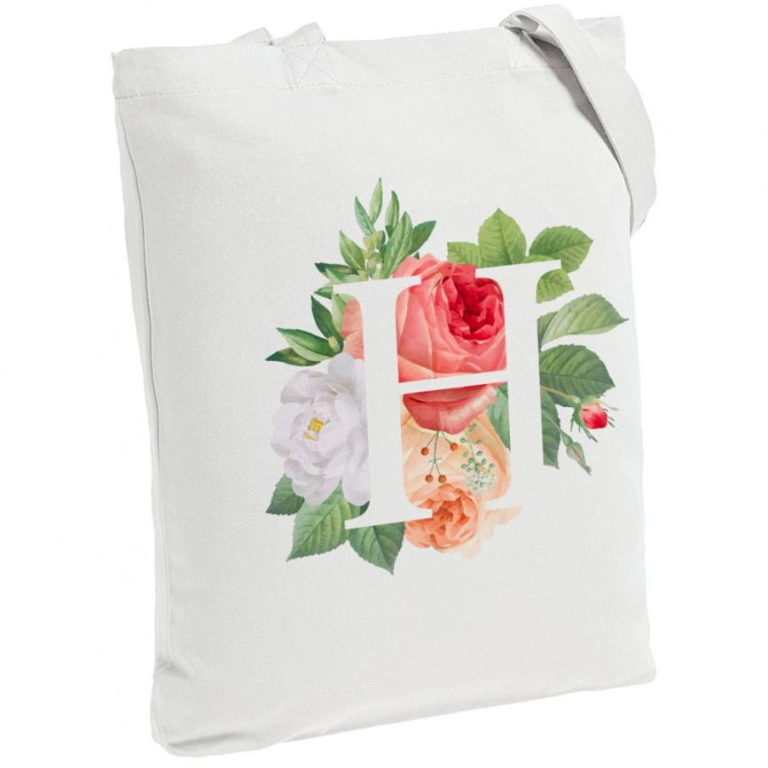 Холщовая сумка «Цветочная азбука: Н», молочно-белая фото 1