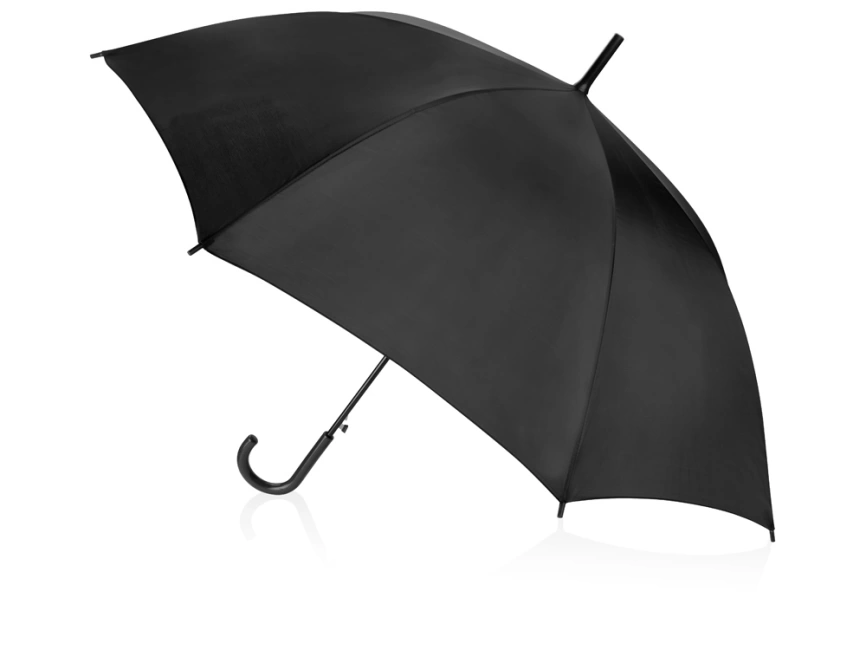 Зонт-трость полуавтоматический с пластиковой ручкой, черный фото 2