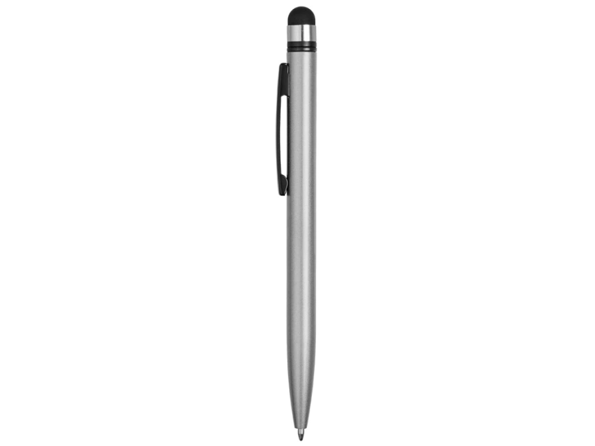 Ручка-стилус металлическая шариковая Poke, серебристый/черный фото 3