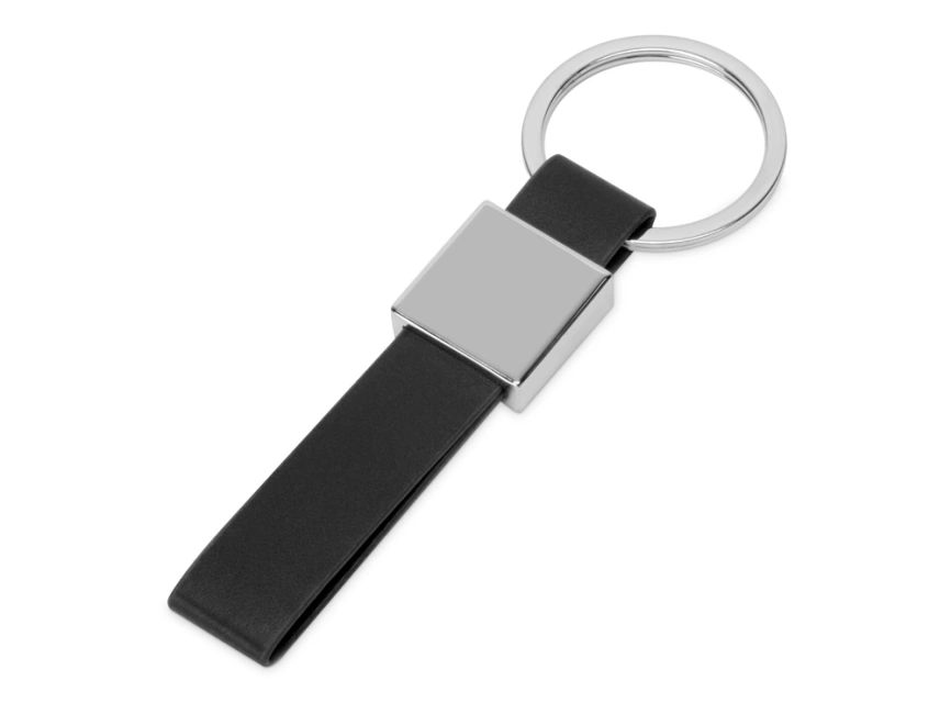 Брелок из металла и иск.кожи Strap, серебристый/черный фото 1
