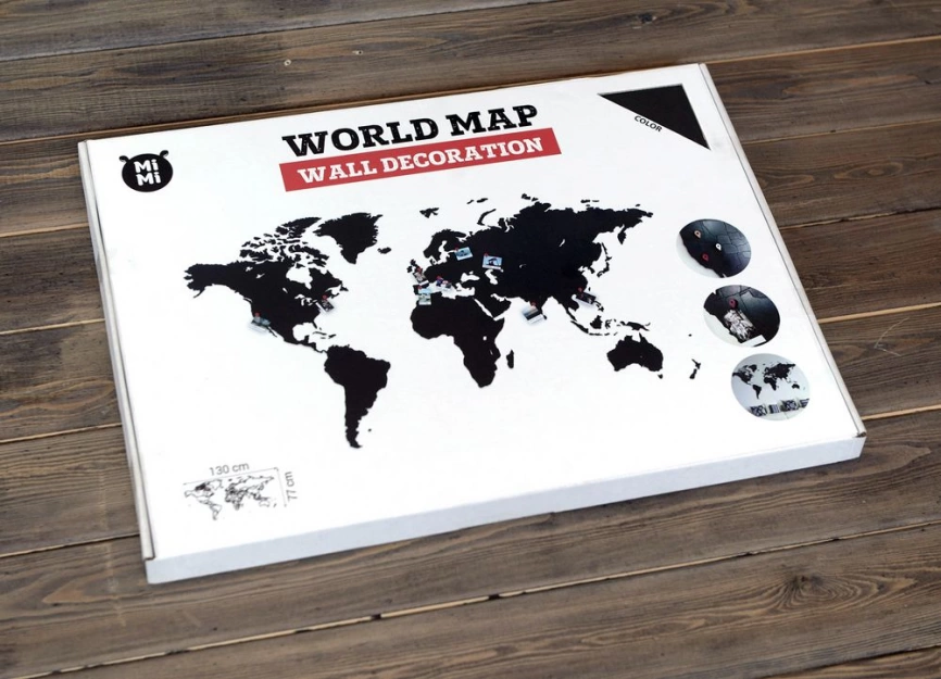 Деревянная карта мира World Map Wall Decoration Large, черная фото 4