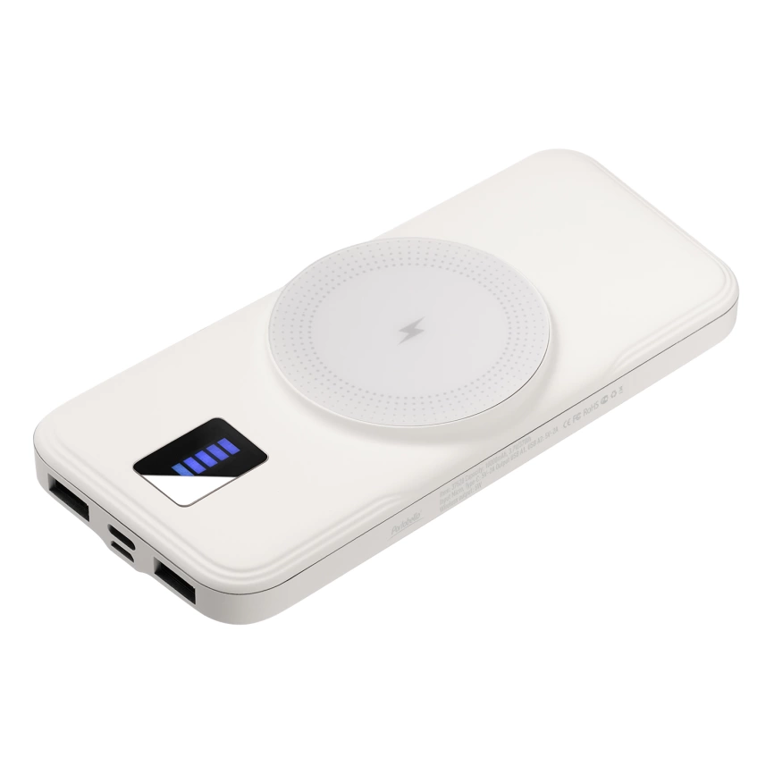 Внешний аккумулятор с подсветкой и беспроводной зарядкой Ultra Wireless Magnetic 10000 mAh, белый фото 1