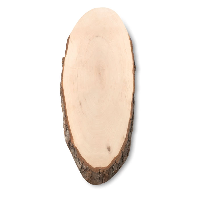 Oval wooden board with bark фото 3