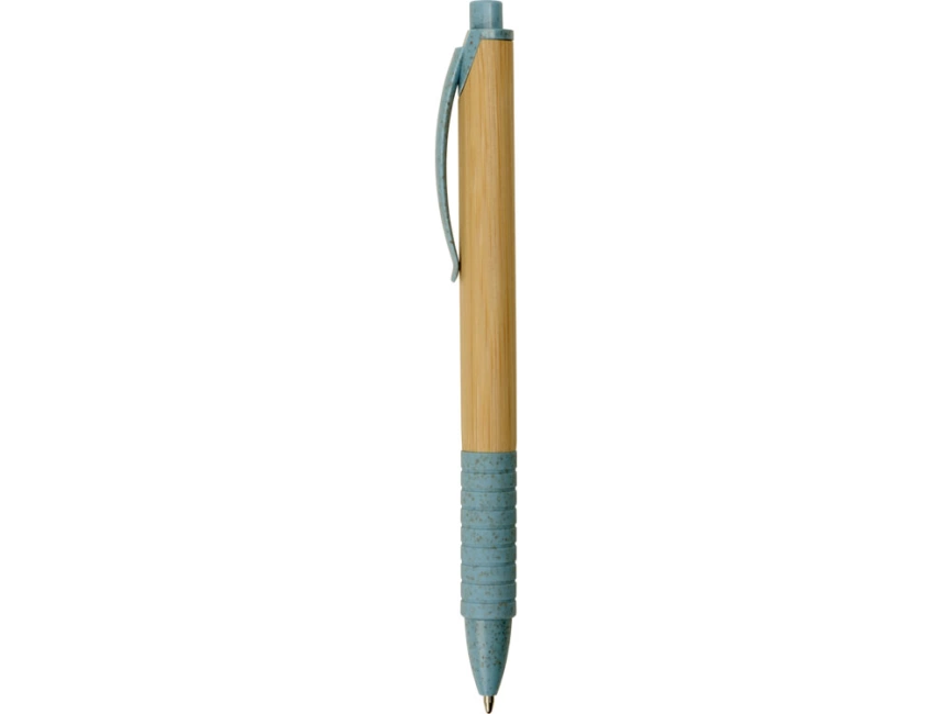 Ручка из бамбука и переработанной пшеницы шариковая Nara, бамбук/синий фото 3