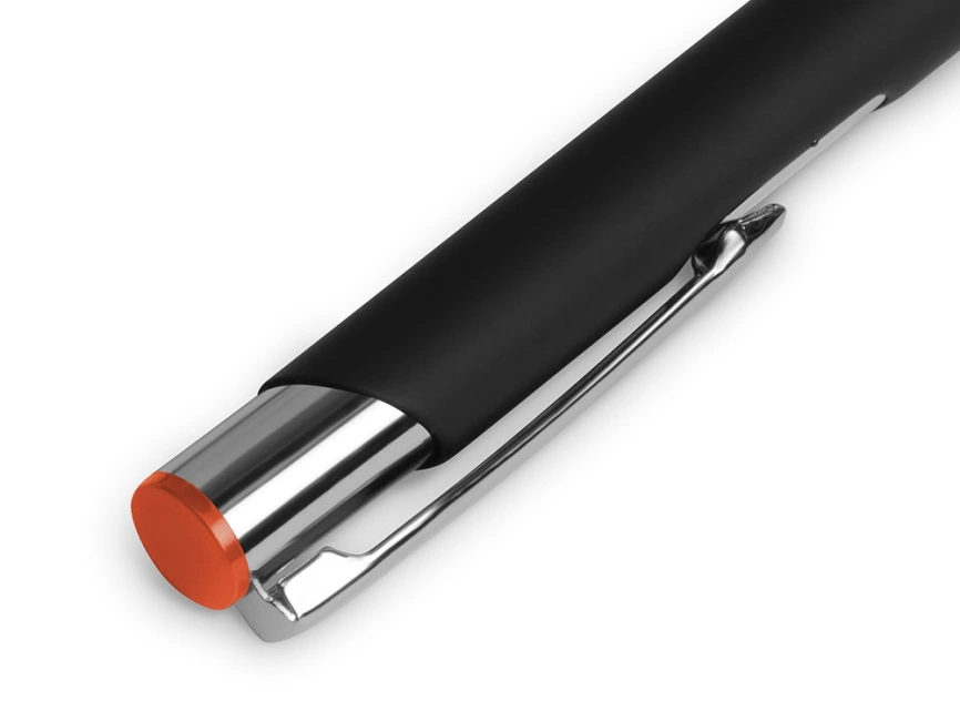 Ручка металлическая шариковая Legend Mirror Gum софт-тач с цветным слоем, черный / оранжевый фото 3