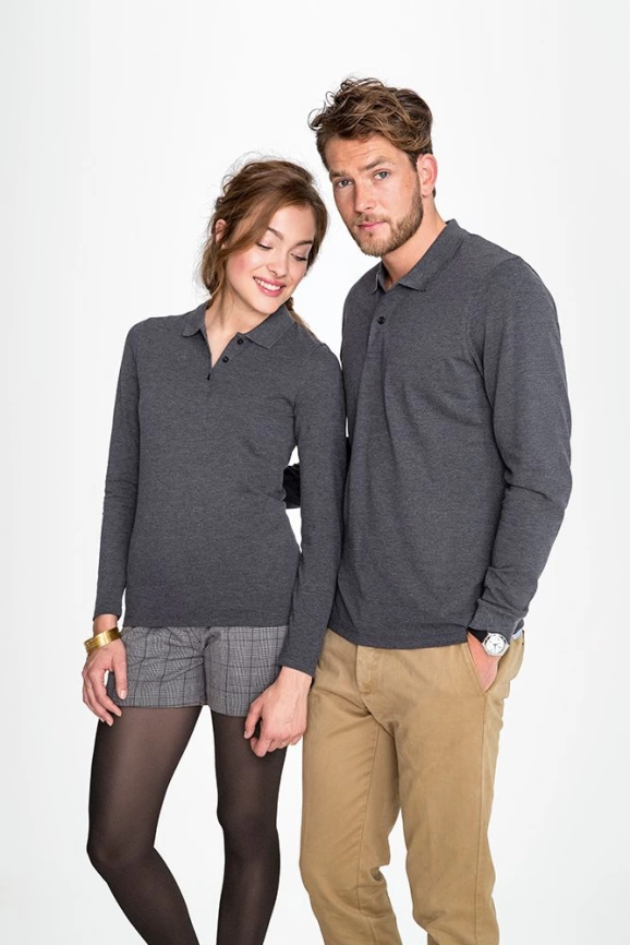 Рубашка поло женская с длинным рукавом Perfect LSL Women серый меланж, размер S фото 5