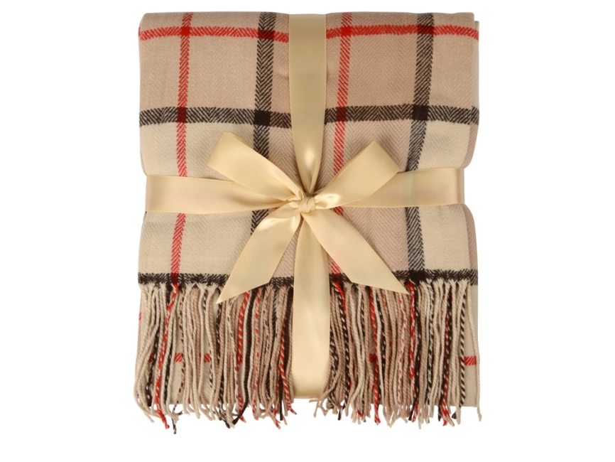 Плед акриловый в клетку Tartan, бежевый фото 3