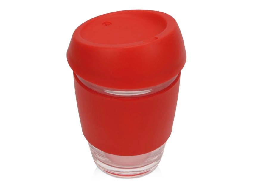 Стеклянный стакан Monday с силиконовой крышкой и манжетой, 350мл, красный фото 1
