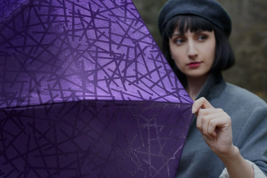 Складной зонт Magic с проявляющимся рисунком, фиолетовый фото 6