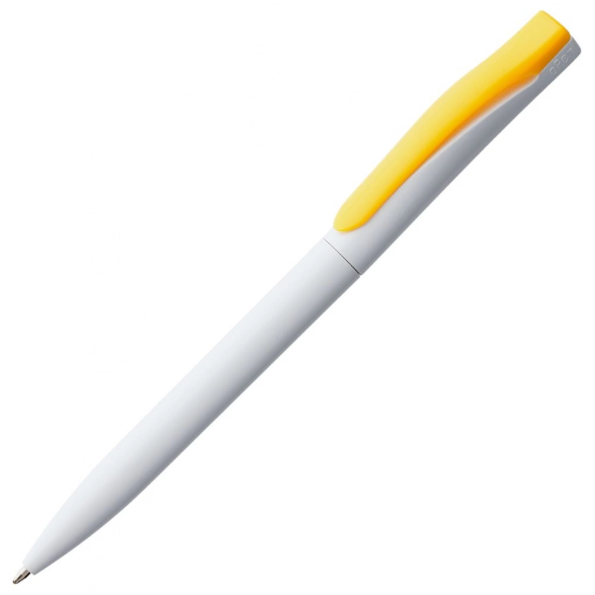 Ручка шариковая Pin, белая с желтым фото 2