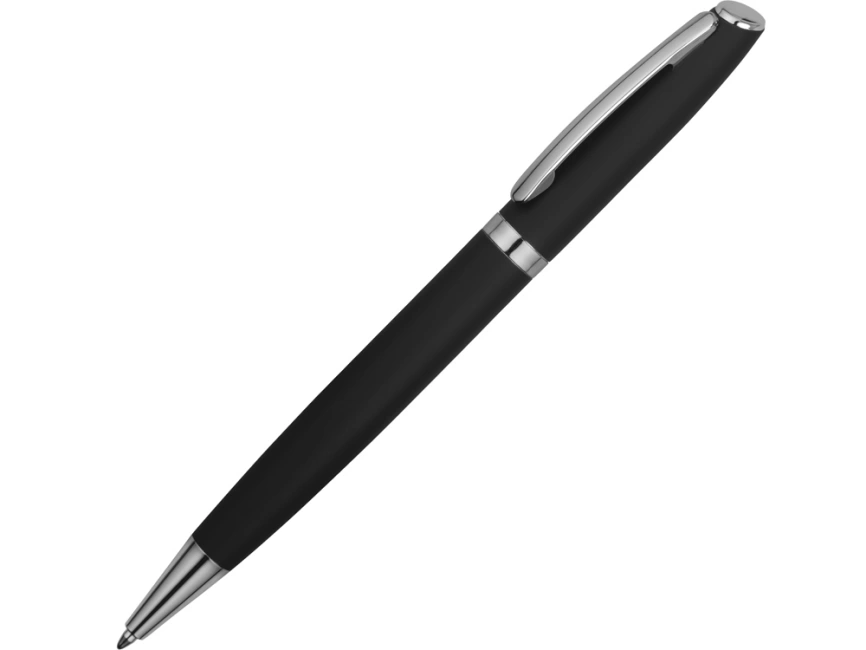 Ручка металлическая шариковая Flow soft-touch, черный/серебристый фото 1