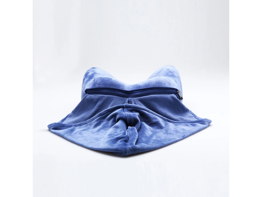 Подушка для путешествий с эффектом памяти, с капюшоном Hooded Tranquility Pillow, синий фото 4